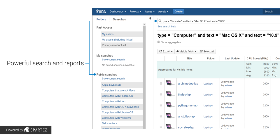 screenshot of Asset Tracker for Jira